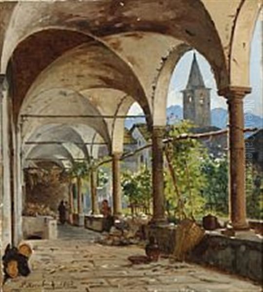 Klostergaard I Montecarasso, Schweiz Oil Painting by Peter Kornbeck