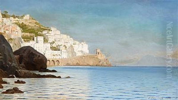 Coastal Scape From Southern Europe Oil Painting by Peter Kornbeck