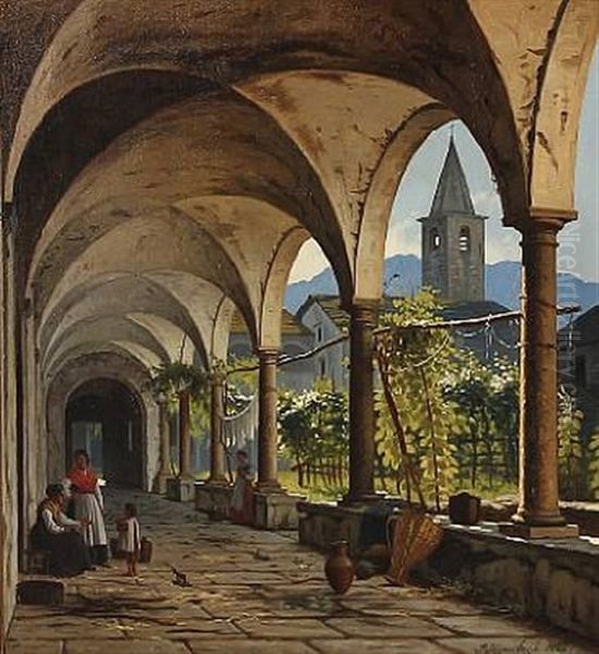 Klostergaard I Montecarasso. Schweiz Oil Painting by Peter Kornbeck