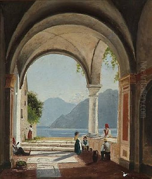 View From Dezenzano At Lake Garda Oil Painting by Peter Kornbeck