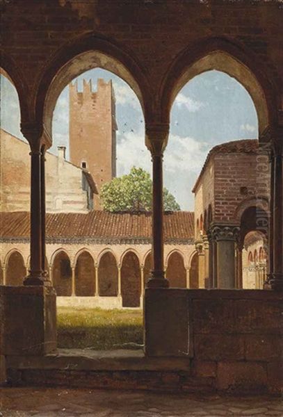 The Cloisters Of San Zeno, Verona Oil Painting by Peter Kornbeck