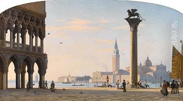 The Piazza San Marco Oil Painting by Peter Kornbeck