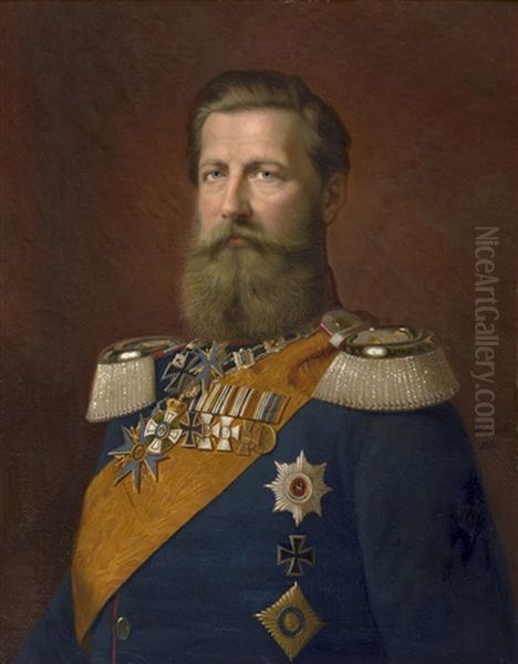 Bildnis Friedrich Iii, Deutscher Kaiser Und Konig Von Preusen (1831-1888) Oil Painting by Friedrich Rudolf Albert Korneck