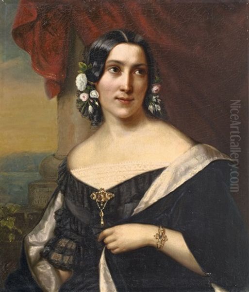 Portrait Of The Artist's Wife Oil Painting by Friedrich Rudolf Albert Korneck