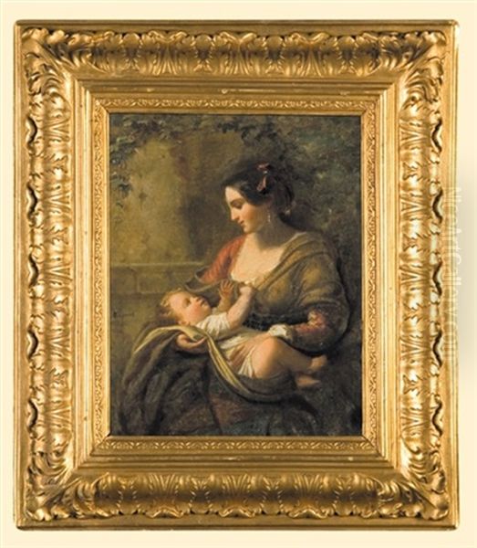 Maternity Oil Painting by Friedrich Rudolf Albert Korneck