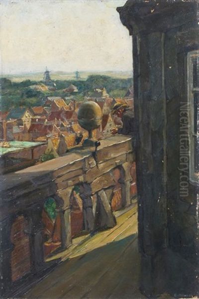 Uber Der Stadt (blick Uber Meisen) Oil Painting by Edmund Koerner