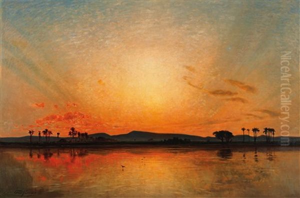 Nachgluhen Am Agyptischen Abendhimmel Oil Painting by Ernst Koerner