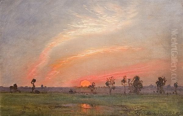 Sunset Oil Painting by Ernst Koerner