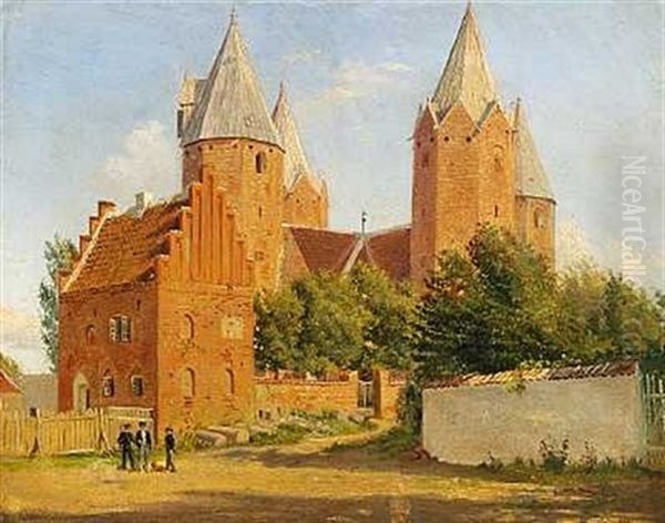 Sommerdag Ved Kalundborg Kirke Oil Painting by Jacob Kornerup