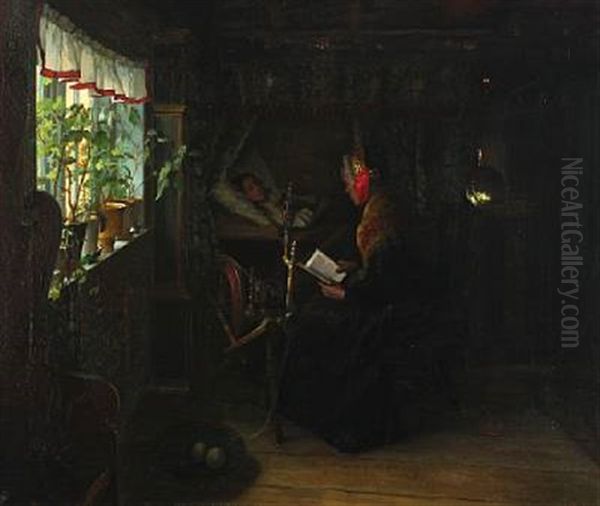 Interior Oil Painting by Valdemar Kornerup