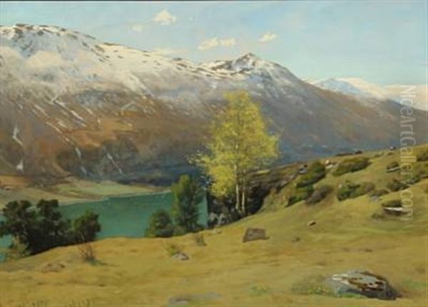 Foraarsdag Ved Kvarberg Norge (spring Day In Kvarberg, Norway) Oil Painting by Valdemar Kornerup