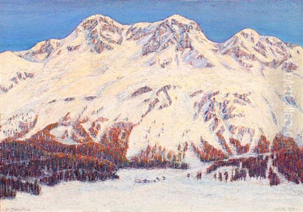 Winterliche Landschaft Bei St. Moritz Oil Painting by Walter Kornhas