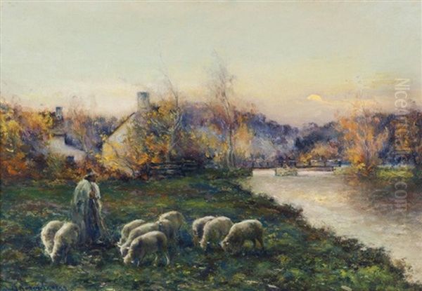 Gardien De Moutons Oil Painting by Michel Korochansky