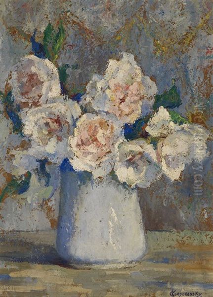 Still Life With Roses Oil Painting by Michel Korochansky