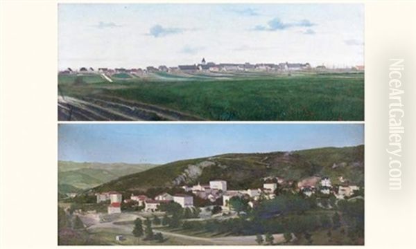 Vues Panoramiques De Damerey (+ Lamalou-les-bains; Pair) Oil Painting by Michel Korochansky