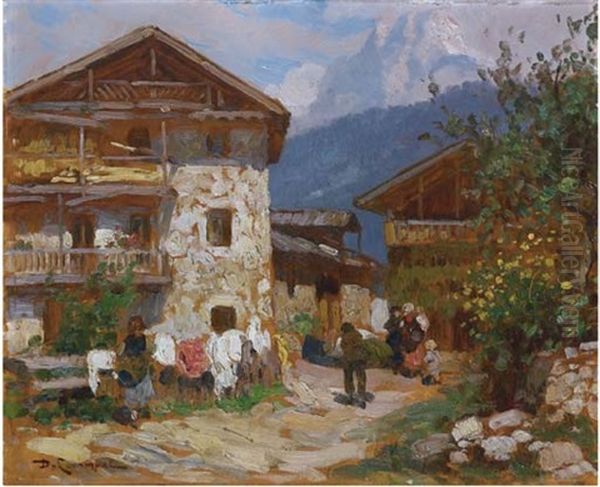 Caseggiati A Torradico (fiera Di Primiero) Oil Painting by Dulio Korompay