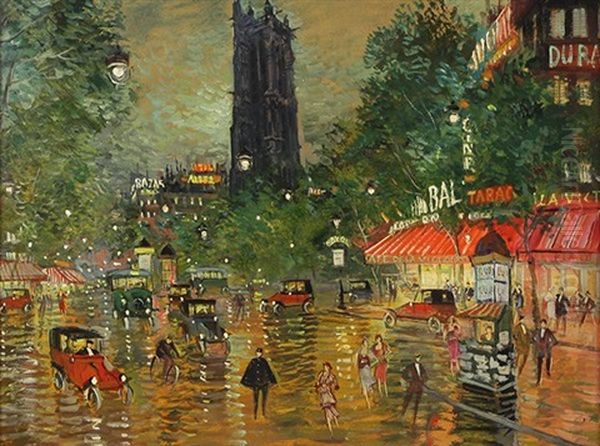 Paris A Nuit Oil Painting by Alexei Konstantinovich Korovin