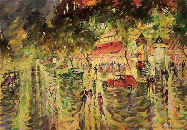 Pariser Boulevard Oil Painting by Alexei Konstantinovich Korovin