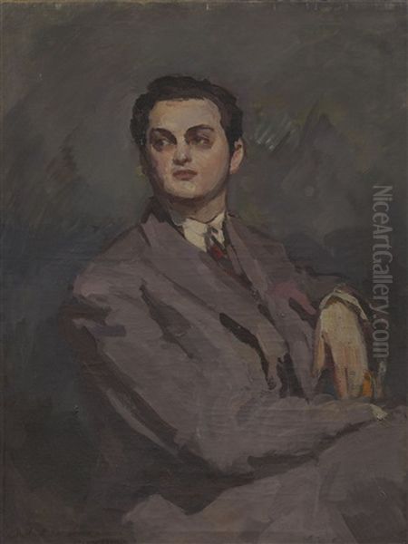 Portrait Of The Singer Mikhail Benois Oil Painting by Konstantin Alexeievitch Korovin