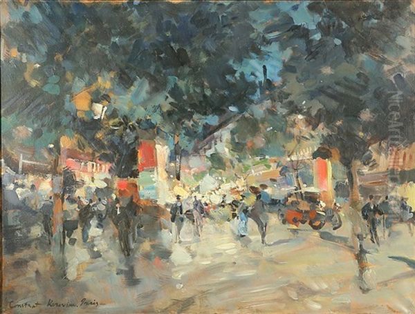 Paris Boulevard At Night Oil Painting by Konstantin Alexeievitch Korovin