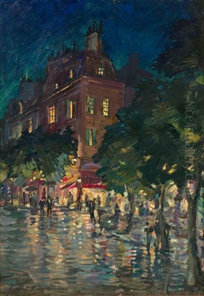 Nuit A Paris Oil Painting by Konstantin Alexeievitch Korovin