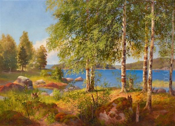 Summer Landscape Oil Painting by Johan Elis Kortman