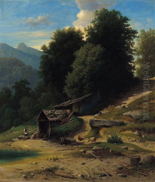 Kalkofen Bei Den Kugelmuhlen Bei Salzburg Oil Painting by Paul Korzinek (Korsinek)