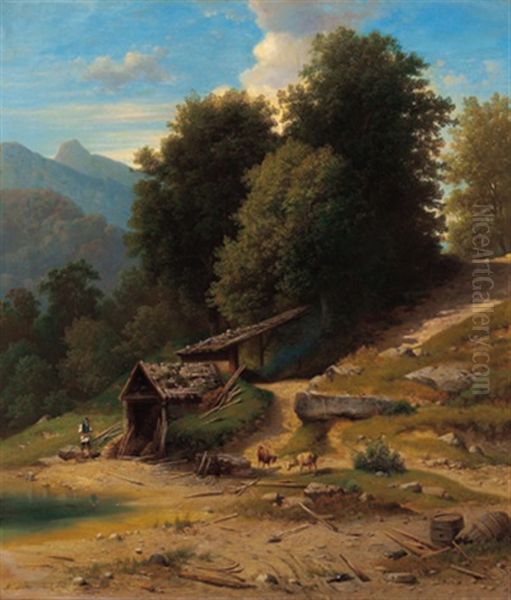 Kalkofen Bei Den Kugelmuhlen Bei Salzburg Oil Painting by Paul Korzinek (Korsinek)