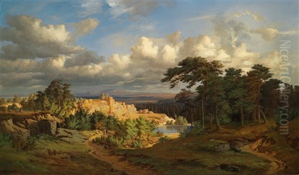 Ein Sommertag, Gegend Bei Koniginhof Oil Painting by Adolf Kosarek