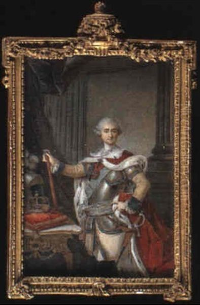 Stanislas Augustus Poniatowski, King Of Poland (1732-1798), Three-quarter Length Holding A Baton... Oil Painting by Josef Kosinski