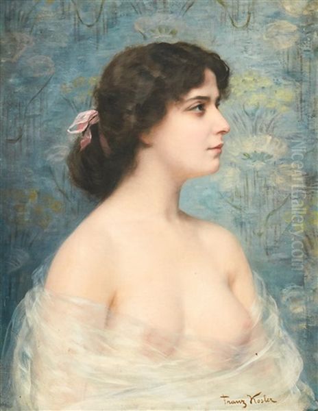 Portrait Of A Young Beautiful Woman Oil Painting by Franz Xavier Kosler