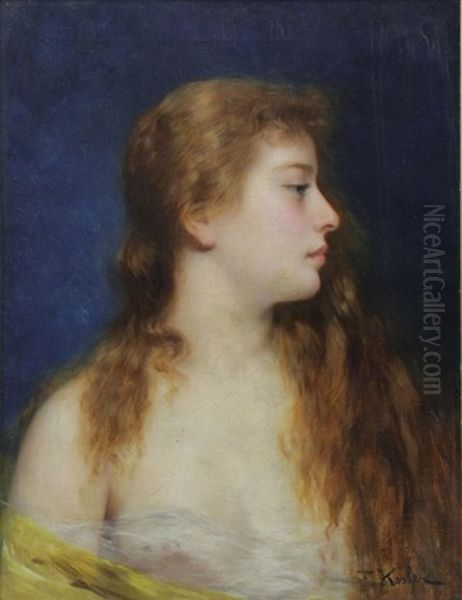 Portrait Of A Young Beauty Oil Painting by Franz Xavier Kosler