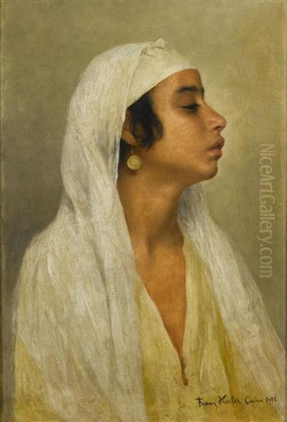 A Portrait Of An Egyptian Girl Oil Painting by Franz Xavier Kosler