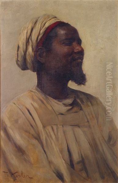 Portrait De Nubien Oil Painting by Franz Xavier Kosler