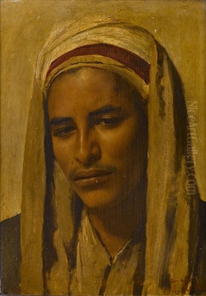 A Young Arab Oil Painting by Franz Xavier Kosler