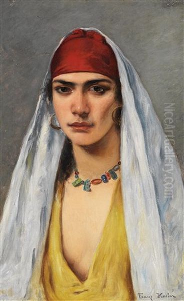 Orientale Au Voile Blanc Oil Painting by Franz Xavier Kosler