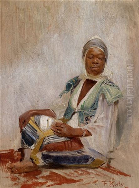 Ruhende Nubierin (study) Oil Painting by Franz Xavier Kosler