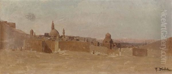 Islamische Wustenstadt Mit Moschee Oil Painting by Franz Xavier Kosler