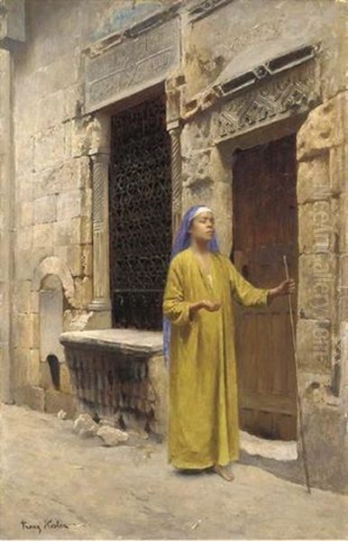 Begging For Alms Oil Painting by Franz Xavier Kosler