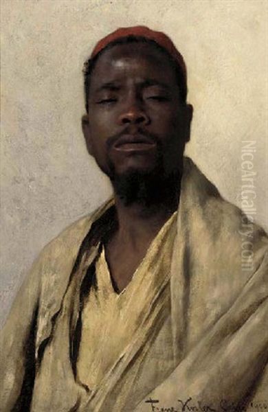 Portrait Of An Egyptian In A Khaki Tunic Oil Painting by Franz Xavier Kosler