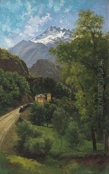 Paesaggio Della Valle Di Lanzo Oil Painting by Angelo Beccaria