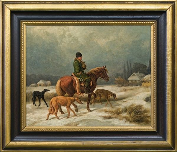 Back From Hunting Oil Painting by Juliusz Fortunat von Kossak