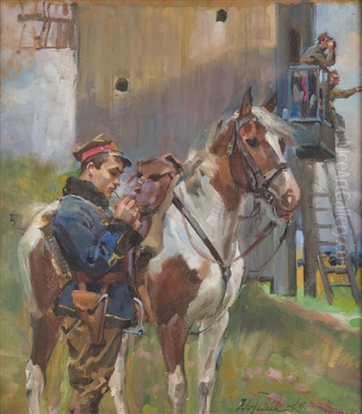 Observation Post Oil Painting by Woiciech (Aldabert) Ritter von Kossak