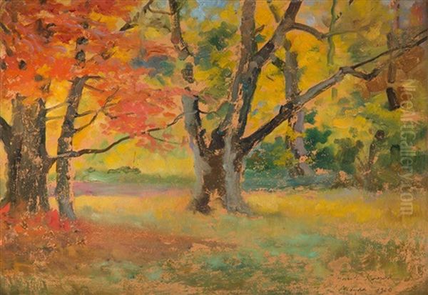 Autumn Landscape ('medyka') Oil Painting by Woiciech (Aldabert) Ritter von Kossak