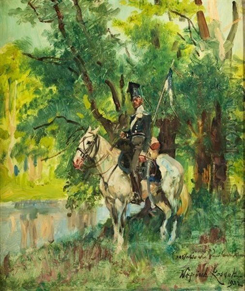 Soldat Hoch Zu Ross Oil Painting by Woiciech (Aldabert) Ritter von Kossak