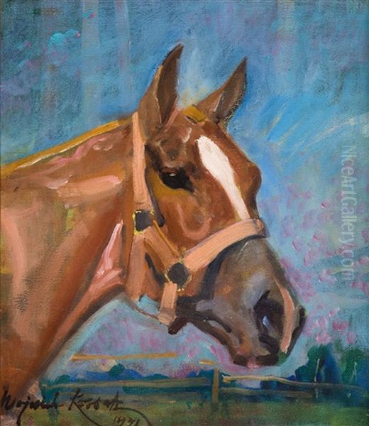 The Head Of A Horse Oil Painting by Woiciech (Aldabert) Ritter von Kossak