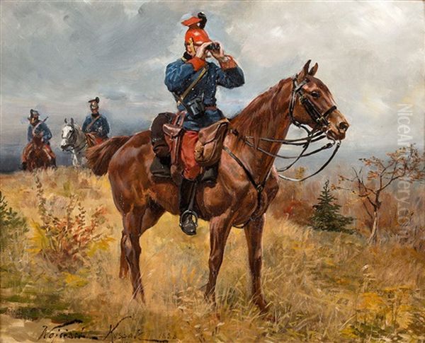 Ulani Pulku Galicyjskiego Oil Painting by Woiciech (Aldabert) Ritter von Kossak