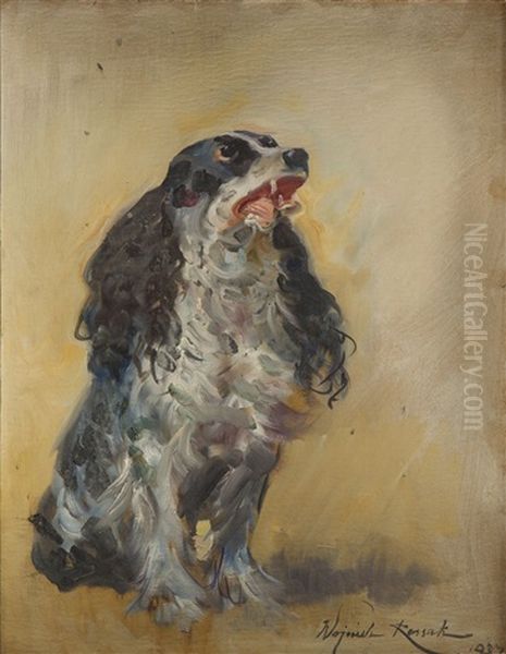 Cocker Spaniel Oil Painting by Woiciech (Aldabert) Ritter von Kossak