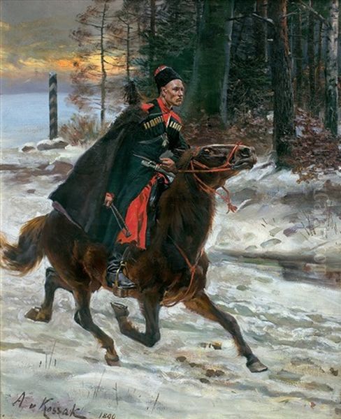 With A Command On A Border Oil Painting by Woiciech (Aldabert) Ritter von Kossak