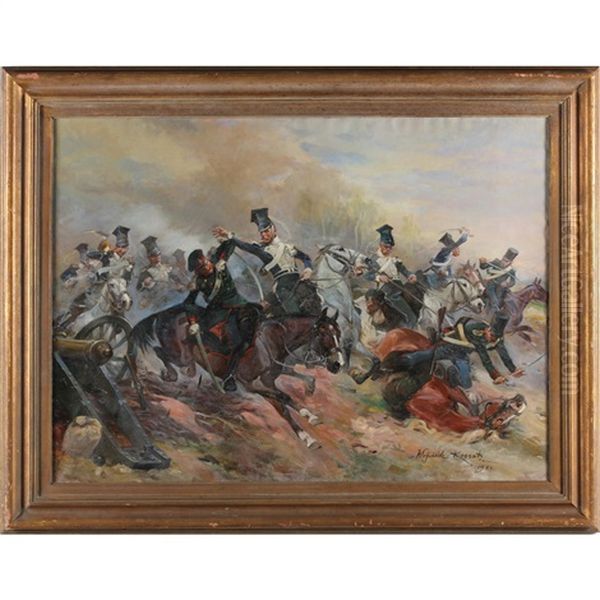 Cavalry Charge Oil Painting by Woiciech (Aldabert) Ritter von Kossak